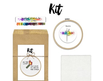 Be the Light You Wish to See || Cross stitch kit with molotov cocktail detail