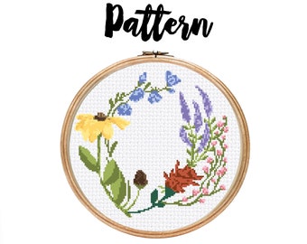 Floral Frame || Cross stitch needlepoint pattern