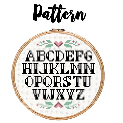 Letter E Modern Cross Stitch Pattern PDF Monogram Floral Etsy
