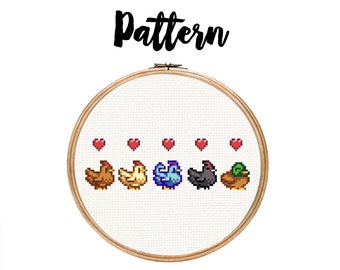 Stardew Valley Chickens and Duck || Cross Stitch Pattern