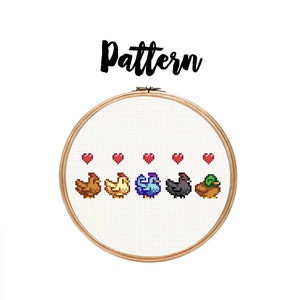 Stardew Valley Chickens and Duck || Cross Stitch Pattern