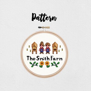 Custom Stardew Valley Family Cross Stitch Pattern Pets Included 画像 2