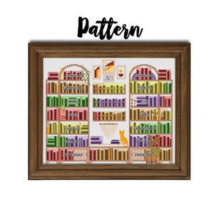 Daily Weather or Mood Tracker Bookshelf || 365 Days of tracking bookshelf cross stitch pattern