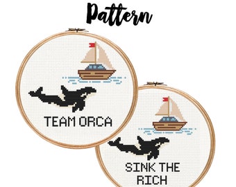 Team Orca & Sink the Rich || Cross stitch needlepoint patterns