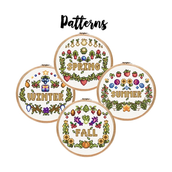 Stardew Valley Seasonal Crops || Cross stitch needlepoint patterns