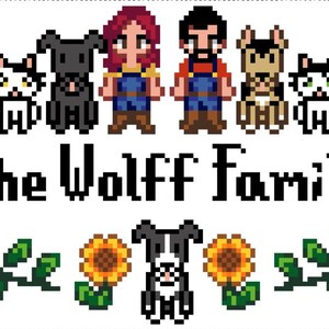 Custom Stardew Valley Family Cross Stitch Pattern Pets Included image 5