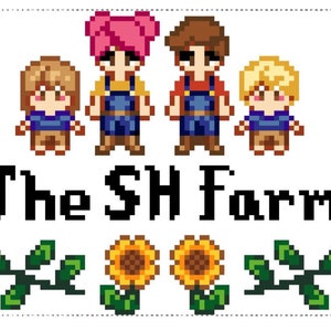 Custom Stardew Valley Family Cross Stitch Pattern Pets Included 画像 7