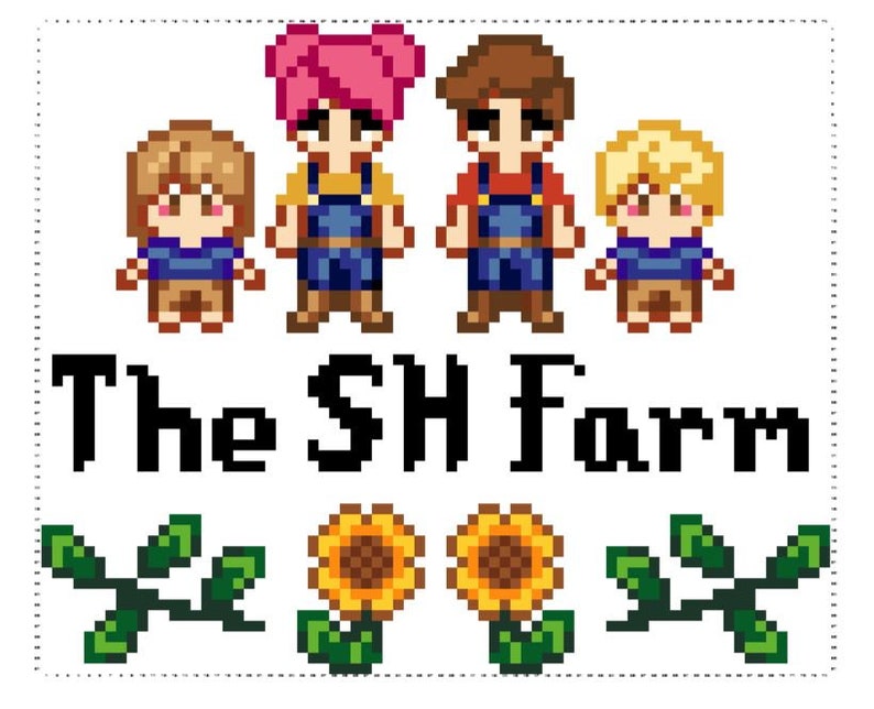 Custom Stardew Valley Family Cross Stitch Pattern Pets Included 画像 7