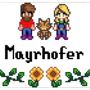Custom Stardew Valley Family Cross Stitch Pattern Pets Included 画像 9