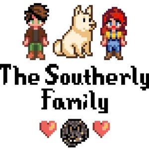 Custom Stardew Valley Family Cross Stitch Pattern Pets Included 画像 4