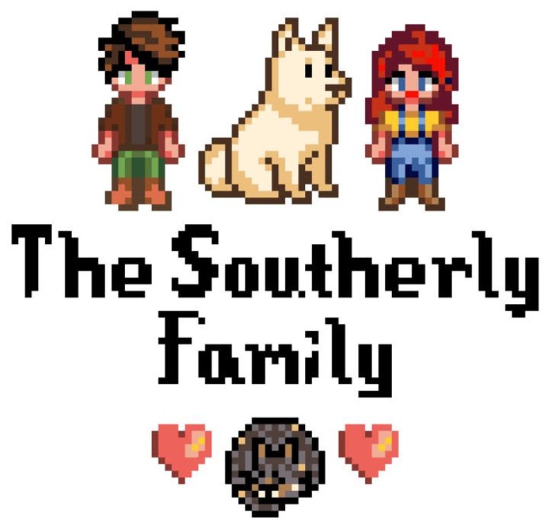 Custom Stardew Valley Family Cross Stitch Pattern Pets Included 画像 4