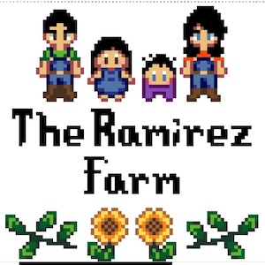 Custom Stardew Valley Family Cross Stitch Pattern Pets Included 画像 8