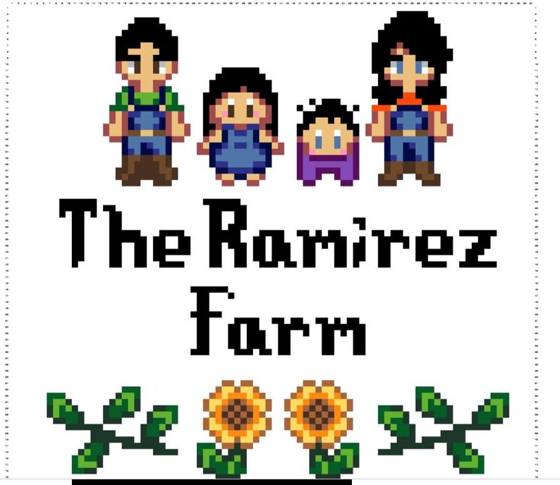 Custom Stardew Valley Family Cross Stitch Pattern Pets Included image 8