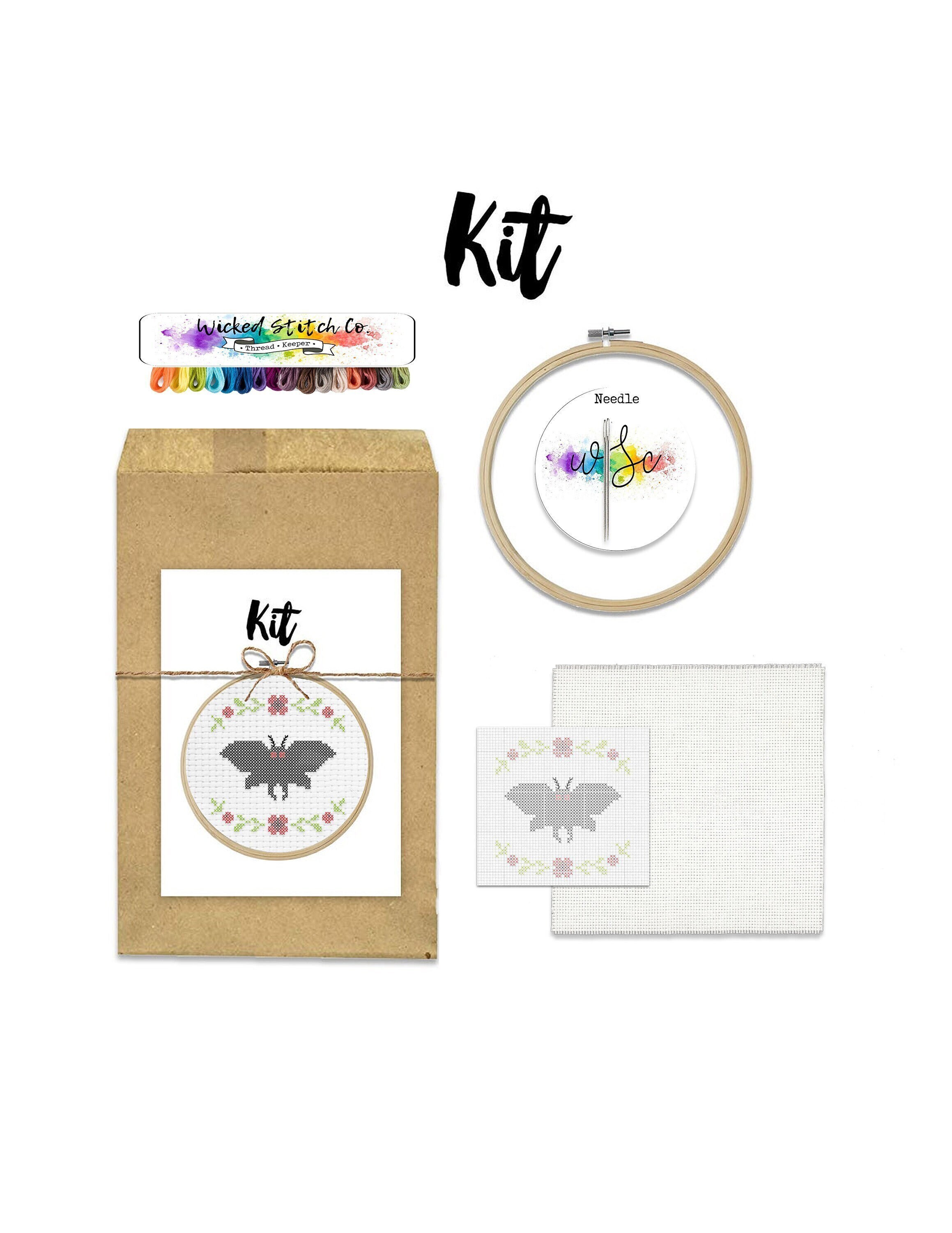 Embroidery Kit for Beginners Cross Stitch Kit, 3 Pack Adults Needlepoint  Starters Kit Including Embroidery Cloth Hoops Threads Needles 