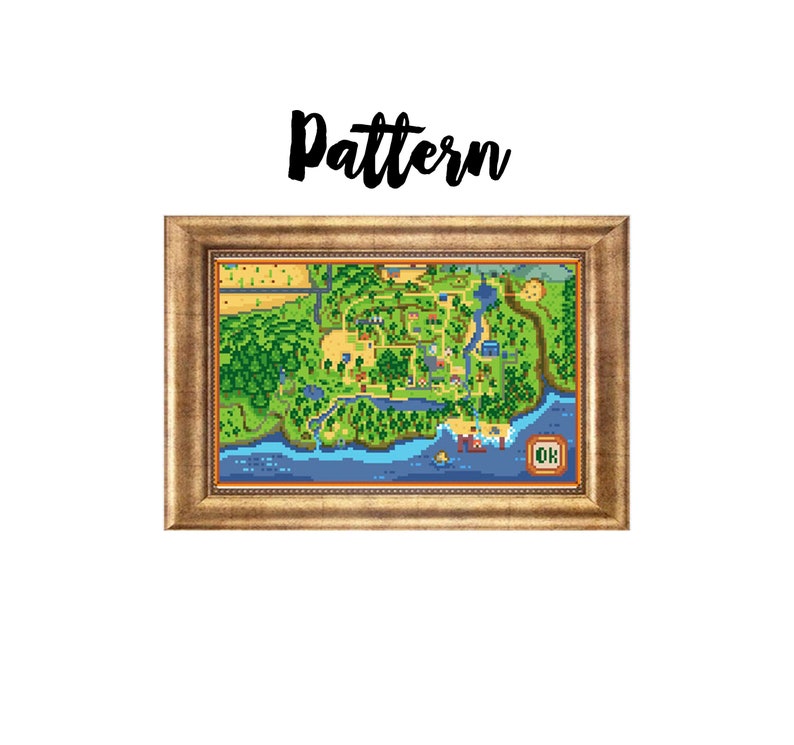 Stardew Valley Map || Cross stitch needlepoint pattern