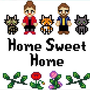 Custom Stardew Valley Family Cross Stitch Pattern Pets Included image 6