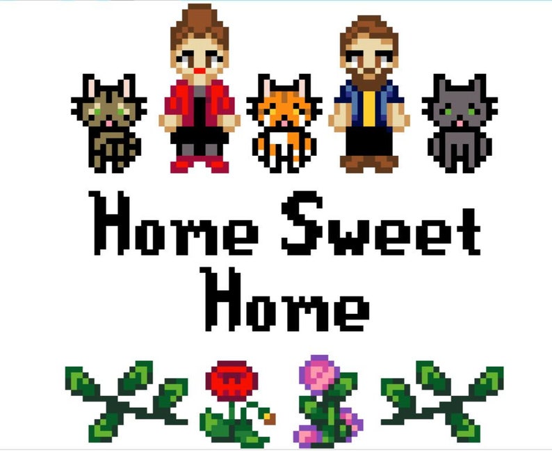 Custom Stardew Valley Family Cross Stitch Pattern Pets Included image 6