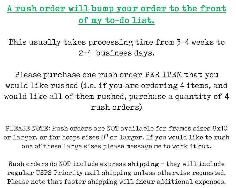 Rush Order Example Expedited Order Processing: Rush My Order - Etsy