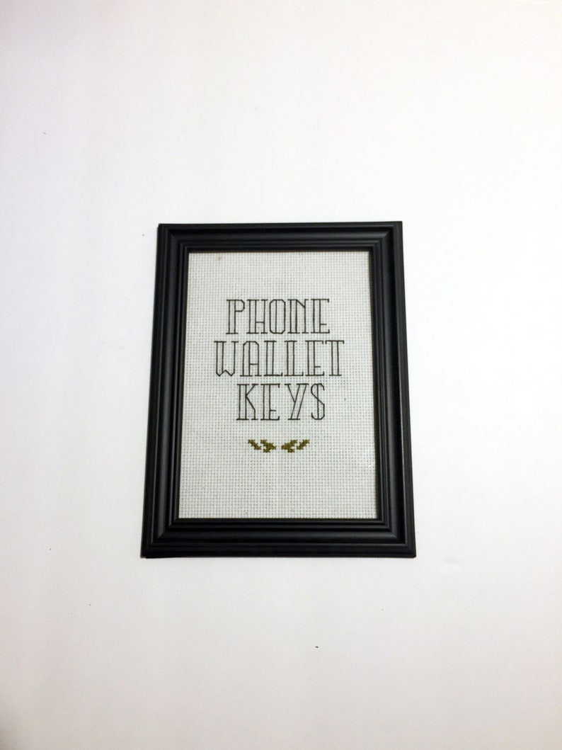 Phone Wallet Keys Subversive cross stitch with leaves