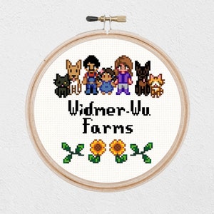 Custom Stardew Valley Family Cross Stitch Pattern Pets Included image 3