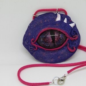 Purple Clay Dragon Eye Necklace || Clay pendant || Gothic Jewelry || Steampunk Fantasy || Geek Gift