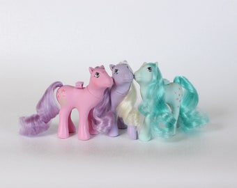 Ensemble de 3 adorables "Flutter Ponies"! "Ma Petite Pouliche" Vintage G1, Série "Flutter Ponies", 1986, Fabriqués en Chine