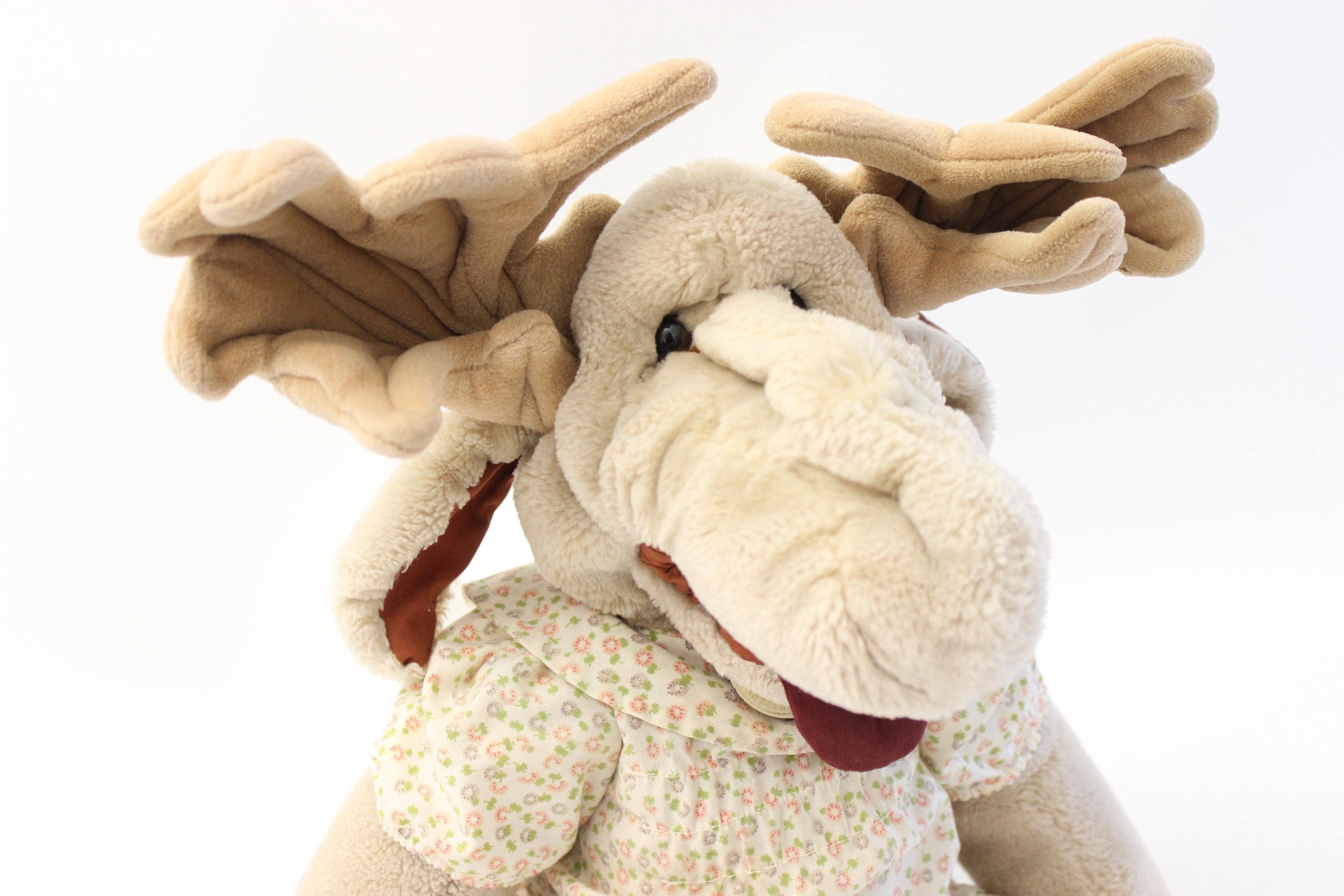 Vintage WRINKLES Plush Puppet MOOSE, Ganzbros Toys, 1982, Made in
