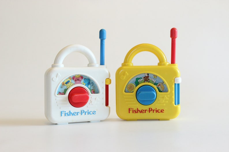 Play EXCELLENT Set of 2 Vintage Fisher Price Pocket Radio Music Box