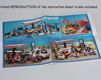 Set PLAYMOBIL Vintage Station-service ESSO 3439 - Année 1981 - Avec Pompiste, Seau, Raclette - Occasion
