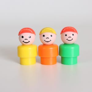 The little BOYS! Set of 3 Vintage Fisher Price Figures from the "Little People" series, Made in U.S.A.