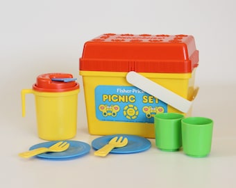 Vintage Fisher Price &quot;Fun With Food&quot; #2002 PICNIC Set, 1985-1986, Made in USA