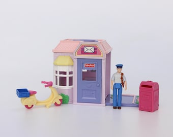 Vintage Fisher Price Sweet Streets POST OFFICE, Loving Family Playset, 2002, Mattel