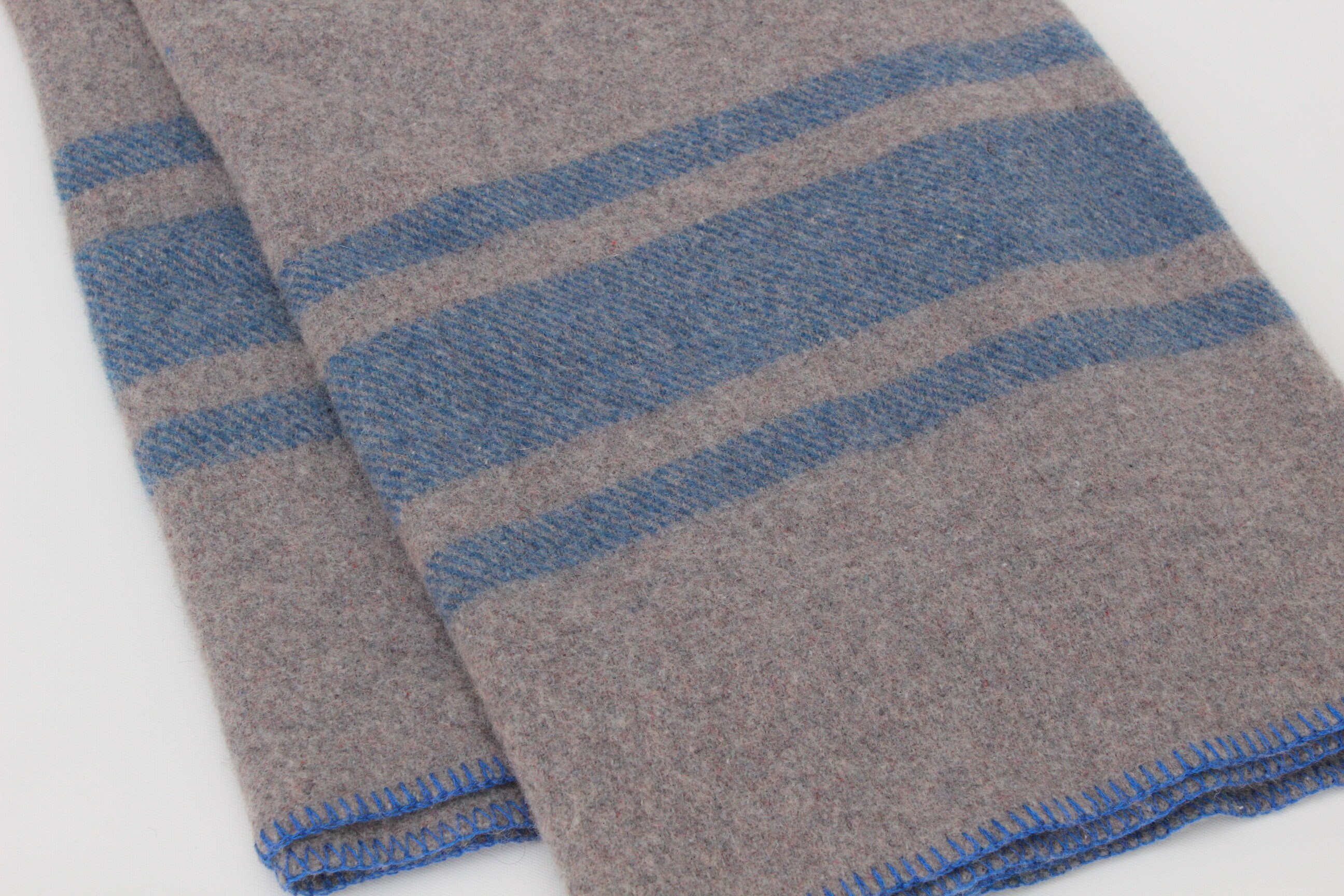 GREY Blue Color Vintage Wool Blanket DOUBLE Size Bed Sea Side Decor Made in Canada Etsy Canada