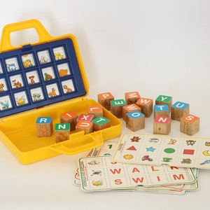 Complet! Jeu d'association Fisher Price Vintage #6616 Matching Blocks, 1989-1991, Fabriqué aux États-Unis