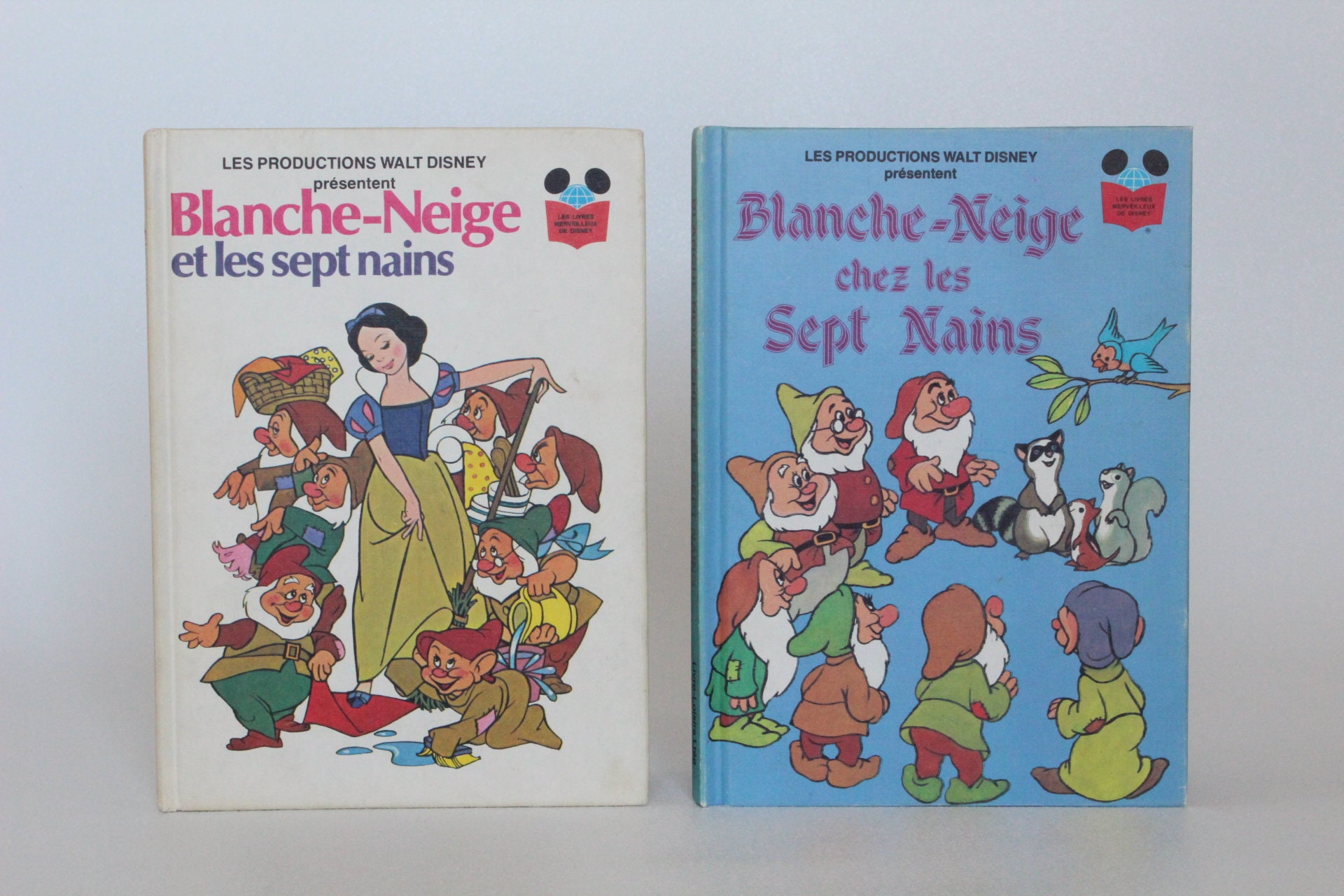 SNOW WHITE, 2 Vintage FRENCH Walt Disney Books, Édition Club Du