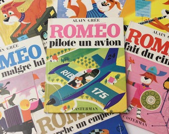ROMÉO! 1966-1968, Vintage FRENCH books by Alain Grée, Casterman, Printed in Belgium
