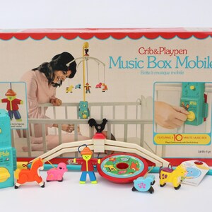 Beautiful & Plays EXCELLENT! Vintage Fisher Price #174 Music Box Mobile in Original Box, 1973-1981