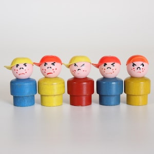 The BAD BOYS! Set of 5 Vintage Fisher Price Figures from the "Little People" series, Made in U.S.A