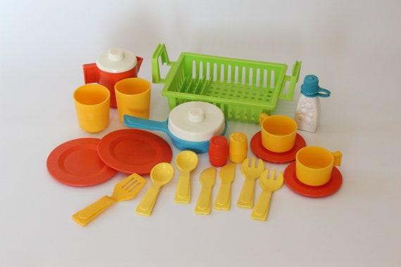 Details about   RARE Vintage Fisher Price Fun Food Kitchen Fridge Stove Oven Sink Playset 