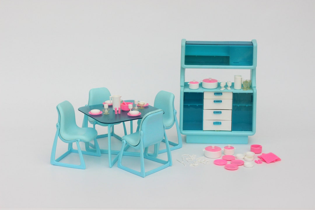 Beautiful Vintage BARBIE Dining Room Playset. Blue Dining Etsy