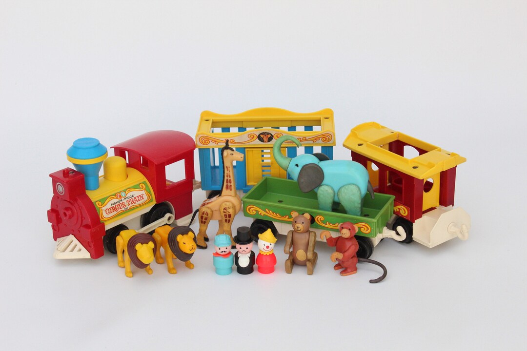 4-CAR Version CIRCUS TRAIN Vintage Fisher Price little People Playset