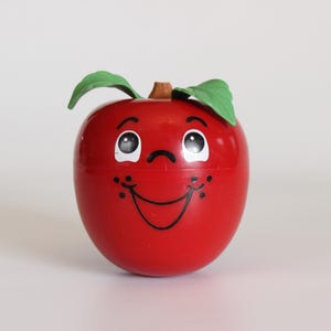 Lovely sound! Vintage Fisher Price #435 Happy APPLE, Roly-Poly Chime Ball, Vintage FP Toy, Musical Apple, 1973-1984