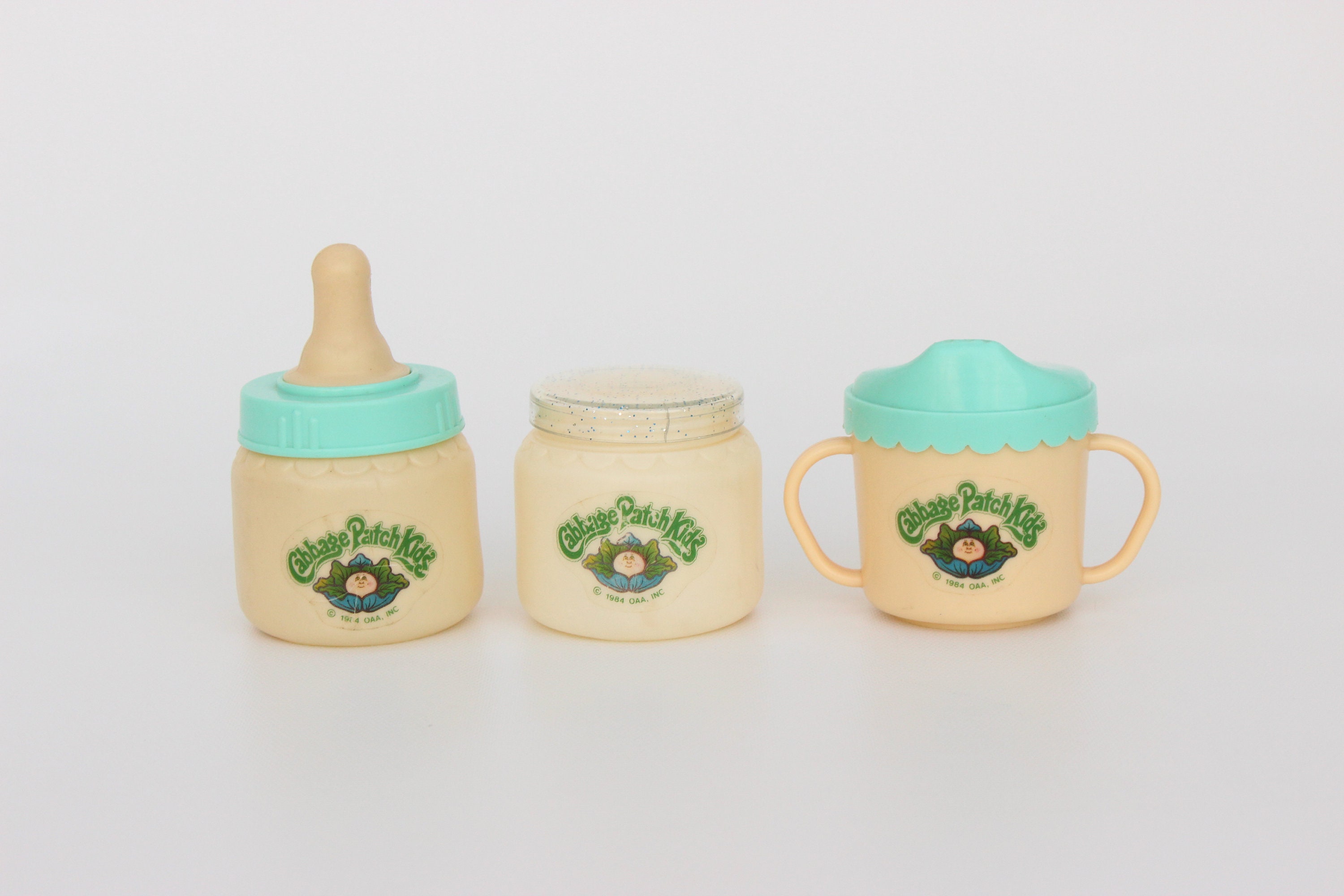 Vintage Cabbage Patch Kids High CHAIR With Baby FEEDING Set 