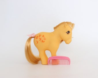 Superbe BUTTERSCOTCH! "Ma Petite Pouliche" Vintage G1, "Collector Ponies", 1982, Fabriqué à Hong Kong