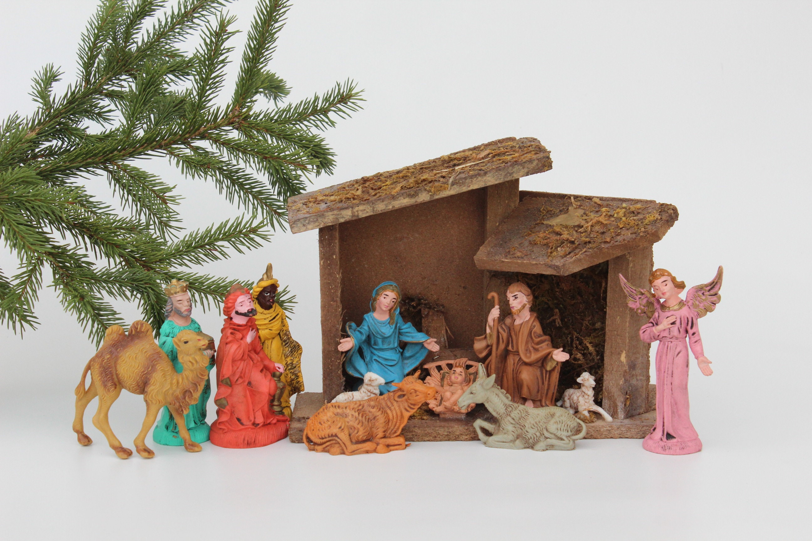 Pequeño pesebre de Navidad de madera con 12 personajes de plástico DE LA  NATIVIDAD, decoración vintage, Made in Italy - Etsy México, image size:2592x1728