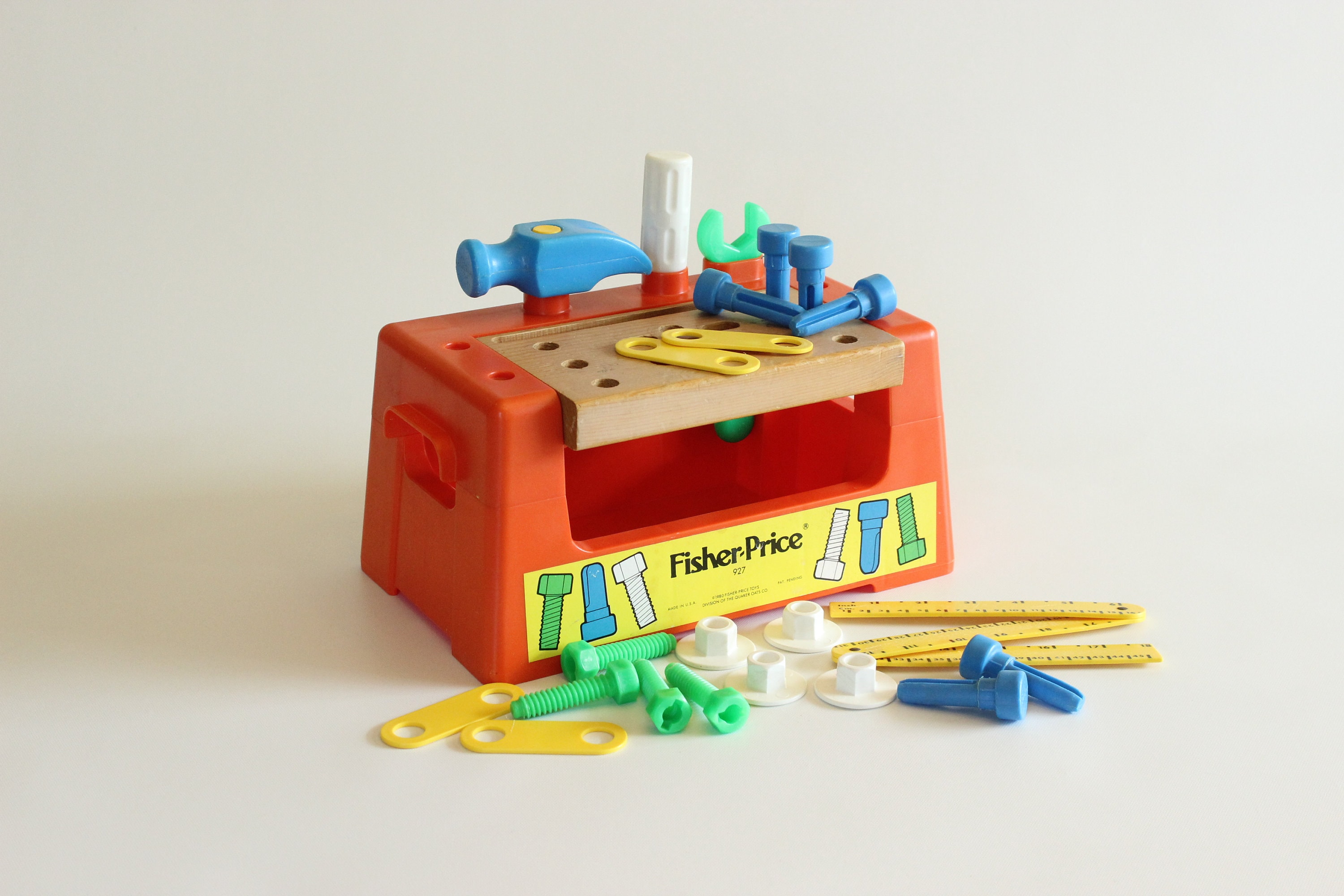 COMPLETE! Vintage Fisher Price #927 Woodtop WORKBENCH, 1981-1986