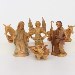 The Holy Family! Set of 6 Vintage Nativity PLASTIC Figurines, 4" Tall, CHRISTMAS Ornaments, Made in Italy