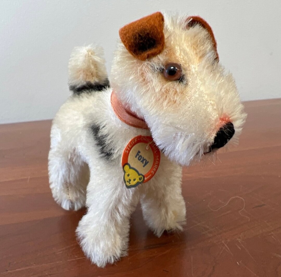 Steiff Foxy Fox Terrier 14" Plush Toy - Genuine Mohair, Made In Germany With Ear Button - View #2