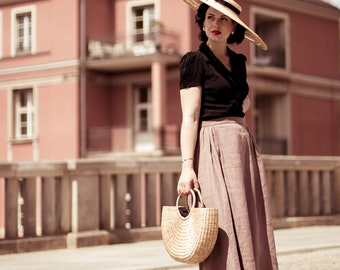 ● I AM MARI ● [Two-piece set] Duehr Linen Shirt Long Skirt Linen Sailor Long Skirt – Hard Tail Forever