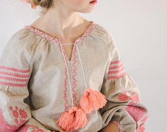 Linen embroidered top for girl